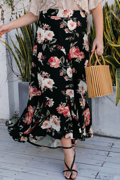 Blooms in Style: Plus Size Floral High-Rise Skirt - Effortless Elegance for Confident Curves - mississippihippieco Blooms in Style: Plus Size Floral High-Rise Skirt - Effortless Elegance for Confident Curves