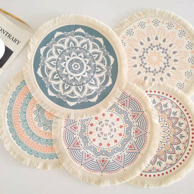 Boho Chic: Eco-Friendly Round Linen Placemats for Stylish Dining Table Decor - mississippihippieco Boho Chic: Eco-Friendly Round Linen Placemats for Stylish Dining Table Decor