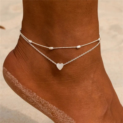 Chic Geometric Heart Anklet - mississippihippieco Chic Geometric Heart Anklet