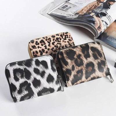 Chic Leopard Print Women's Compact Wallet with Multiple Compartments and Zipper Closure - mississippihippieco Chic Leopard Print Women's Compact Wallet with Multiple Compartments and Zipper Closure