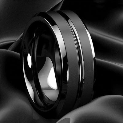 Classic 8mm Black Matte Stainless Steel Men's Promise Ring for Engagement and Anniversary - mississippihippieco Classic 8mm Black Matte Stainless Steel Men's Promise Ring for Engagement and Anniversary