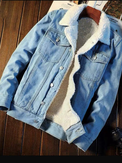 Classic Comfort: Elevate Your Style with Men's Sherpa-Lined Denim Jacket - Timeless Warmth and Trendsetting Fashion! - mississippihippieco Classic Comfort: Elevate Your Style with Men's Sherpa-Lined Denim Jacket - Timeless Warmth and Trendsetting Fashion!