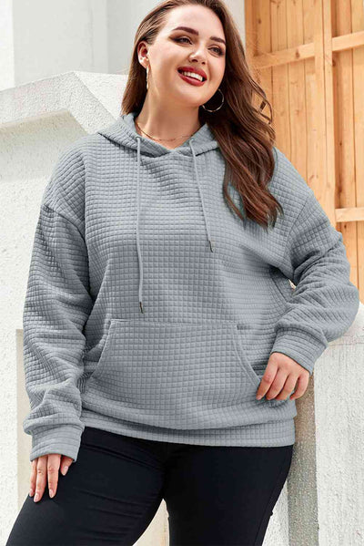 Comfort in Curves: Plus Size Front Pocket Long Sleeve Hoodie - Effortless Style for Cozy Confidence - mississippihippieco Comfort in Curves: Plus Size Front Pocket Long Sleeve Hoodie - Effortless Style for Cozy Confidence
