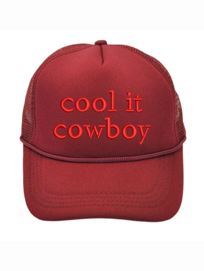 Cool It Cowboy Letter Sponge Mesh Cap Casual Peaked Cap Sun Protection Baseball Cap Wine Red / FREESIZE