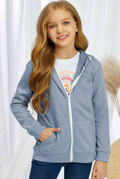 Cozy Chic: Girls' Zip-Up Drawstring Hooded Jacket with Pockets – Fashionable Warmth for Little Fashionistas 🌟👧 - mississippihippieco Cozy Chic: Girls' Zip-Up Drawstring Hooded Jacket with Pockets – Fashionable Warmth for Little Fashionistas 🌟👧