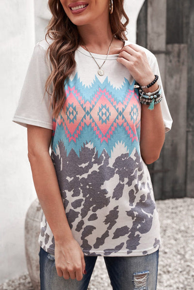 Discover Trendsetting Style with our Women's BasicTee Shirt Collection: Tribal and Cow Print Vibe - mississippihippieco Discover Trendsetting Style with our Women's BasicTee Shirt Collection: Tribal and Cow Print Vibe