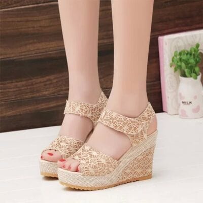 Elegant Lace Detail Open Toe Women's High Heels: Step into Sophistication Pastel Yellow / 35(US4)