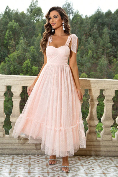 Elegant Ruffled Sweetheart Dress - Chic & Whimsical Women's Fashion Blush Pink / XS