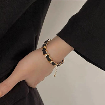 Elegant Vintage Rose Gold Woven Bracelet Gold