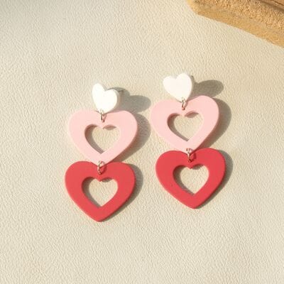 💕 Elegantly Unique: 'Cutout Heart' Acrylic Dangle Earrings – A Love-Struck Accessory 💕 Blush Pink / One Size