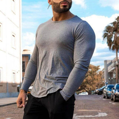 Elevate Your Fitness Gear: Men's Slim Fit Long Sleeve Muscle Tee - Soft, Breathable, Ideal for Gym & Casual Wear!