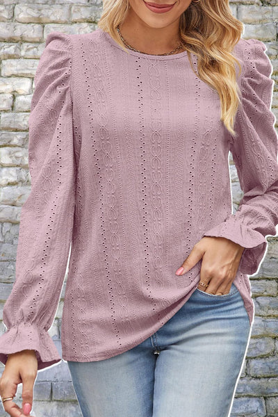 Elevate Your Style: Round Neck Puff Sleeve Blouse - A Fusion of Comfort and Trendy Sophistication 💫