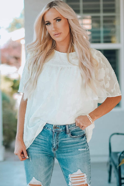 Elevate Your Style: Round Neck Puff Sleeve Blouse - A Fusion of Comfort and Trendy Sophistication 💫 - mississippihippieco Elevate Your Style: Round Neck Puff Sleeve Blouse - A Fusion of Comfort and Trendy Sophistication 💫