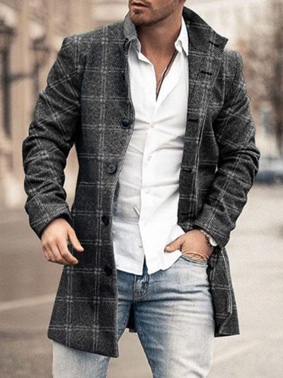 Elevated Style, Lasting Comfort: Men's Woolen Mid-Length Trench Casual Coat | Charcoal grey / M