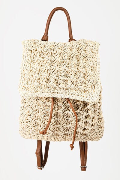 Boho Chic Meets Urban Style: Straw Braided Faux Leather Strap Backpack Bag - mississippihippieco Boho Chic Meets Urban Style: Straw Braided Faux Leather Strap Backpack Bag