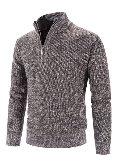 half turtleneck sweater men's zipper sweater slim fit Coffee / M