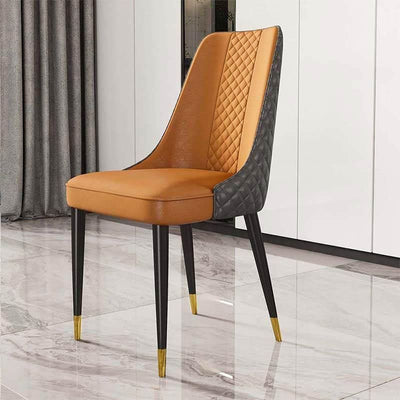 Luxury Nordic Leather Dining Chair with Metal Legs and Ergonomic Backrest