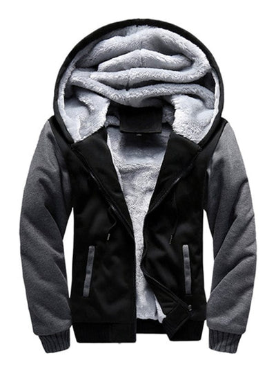 Men's Sweater Hooded Loose Sports Fleece Thickening Men's Coat Charcoal grey / S
