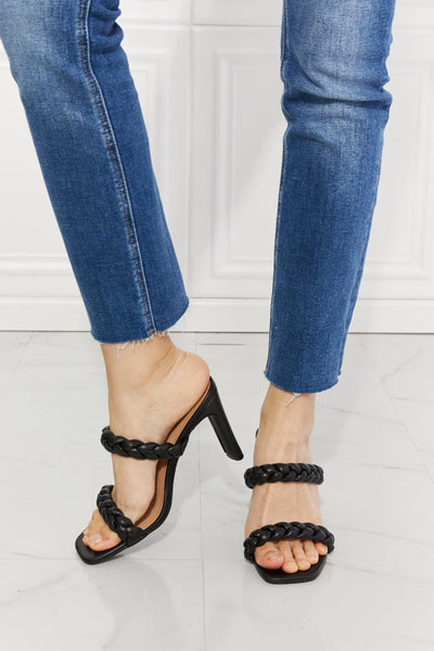MMShoes In Love Double Braided Block Heel Sandal in Black - mississippihippieco MMShoes In Love Double Braided Block Heel Sandal in Black