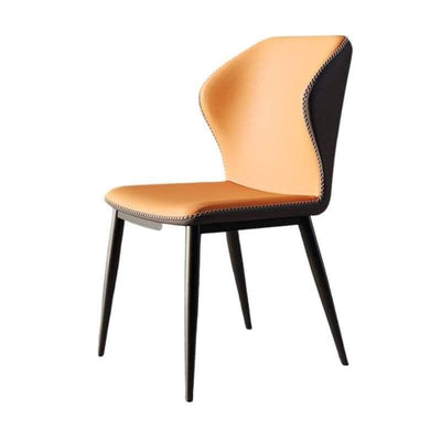 Modern Nordic Leather Dining Chair with Handrails