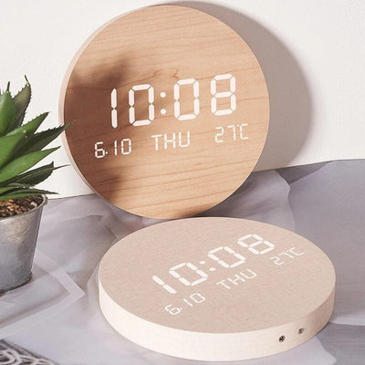 Modern Nordic-Style LED Digital Wall Clock with Temperature Display