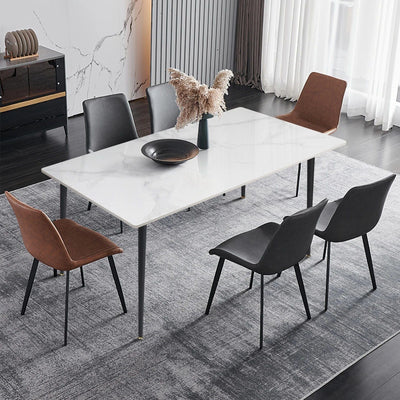 Sleek Elegance: Modern Sintered Stone Dining Table with Stylish Metal Legs