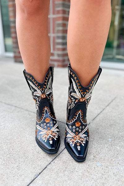 Step Out in Style: Embroidered Floral Western Booties for All-Day Comfort and Elegance Women's Boots WS 610 Shoes