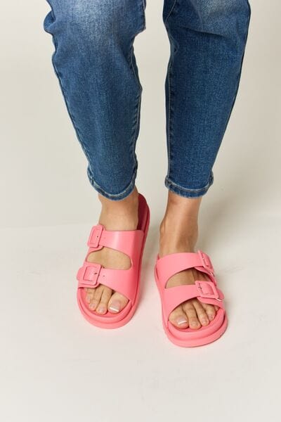 Stylish Legend Double Buckle Pink Slides: Waterproof Elegance for Every Occasion - mississippihippieco Stylish Legend Double Buckle Pink Slides: Waterproof Elegance for Every Occasion