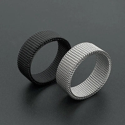 Timeless Elegance: 8MM Gold Plated Stainless Steel Mesh Ring for Sophisticated Style
