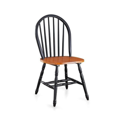 Timeless Sophistication: Set of 2 Elegant Black and Oak Solid Wood Dining Chairs