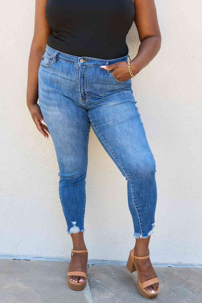 👖 Trendy Vibes: Kancan Lindsay Full Size Raw Hem High Rise Skinny Jeans - Elevate Your Denim Game with Chic Sophistication! 💙 Medium / 0(23)