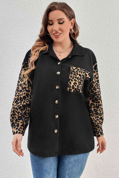 Unleash Your Wild Side: Plus Size Leopard Shacket - Effortless Style for Confident Curves Black / 1XL