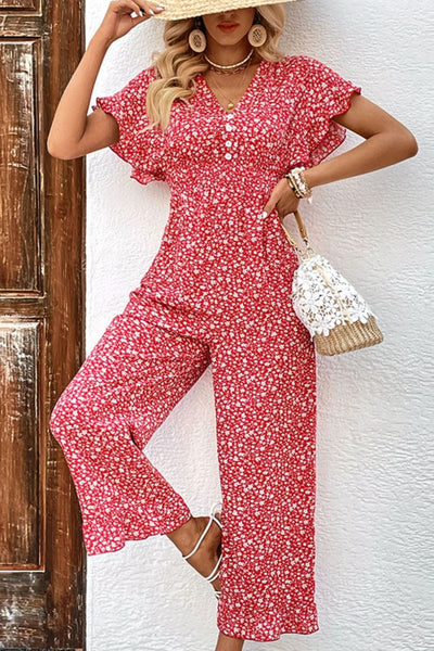 Women's Floral Ruffled Jumpsuit - Classy and Trendy All-Day Wear - mississippihippieco Women's Floral Ruffled Jumpsuit - Classy and Trendy All-Day Wear