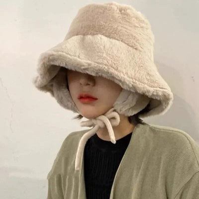 Women's Winter Plush Bucket Hat with Ear Protection