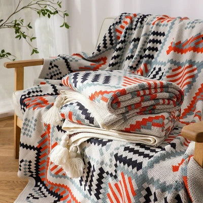 Bohemian Bliss: Nordic Knitted Blanket for a Cozy and Stylish Ambiance - mississippihippieco Bohemian Bliss: Nordic Knitted Blanket for a Cozy and Stylish Ambiance