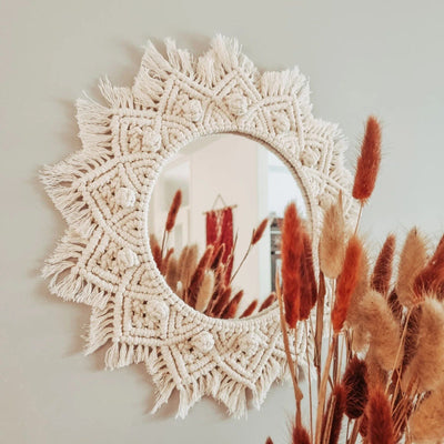 Bohemian Chic Round Macrame Wall Mirror - mississippihippieco Bohemian Chic Round Macrame Wall Mirror