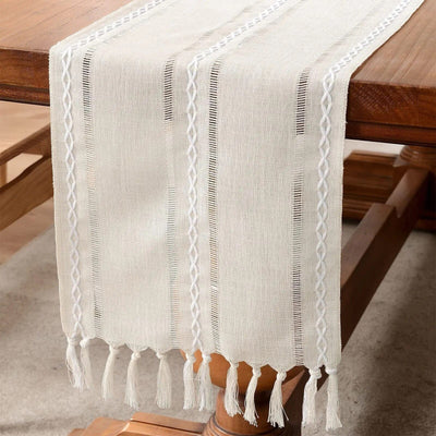 Charm in Every Detail: Linen Table Runner for Farmhouse Rustic Elegance - mississippihippieco Charm in Every Detail: Linen Table Runner for Farmhouse Rustic Elegance