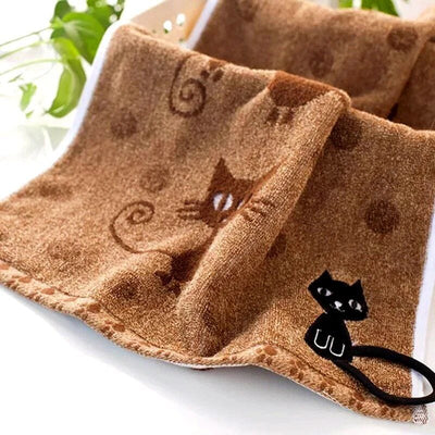 Charming Cartoon Cat Embroidered Cotton Face Towel - mississippihippieco Charming Cartoon Cat Embroidered Cotton Face Towel