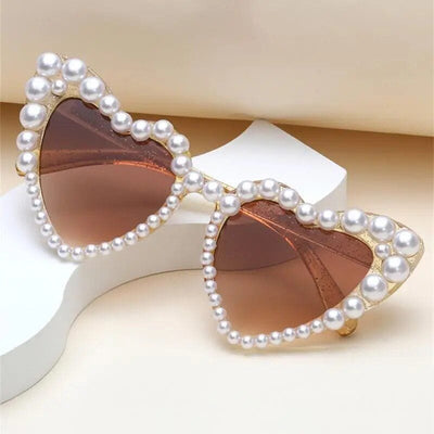 Chic Pearl-Embellished Heart-Shaped Sunglasses for Women - mississippihippieco Chic Pearl-Embellished Heart-Shaped Sunglasses for Women