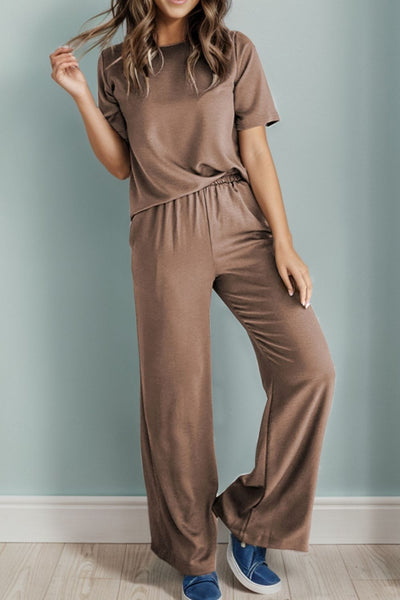 Chic Round Neck Top & Relaxed-Leg Pants Set: Your New Everyday Style Staple ✨ - mississippihippieco Chic Round Neck Top & Relaxed-Leg Pants Set: Your New Everyday Style Staple ✨