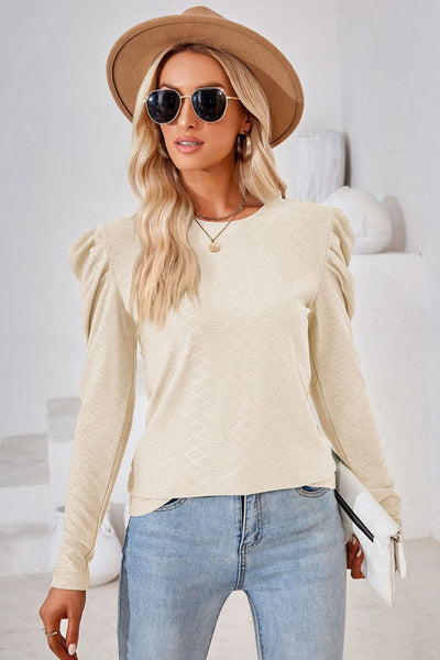 Effortless Chic: Eyelet Pattern Long Sleeve Top - Elevate Your Style with Simplicity - mississippihippieco Effortless Chic: Eyelet Pattern Long Sleeve Top - Elevate Your Style with Simplicity