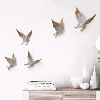 Elegant 5-Piece White & Gold 3D Butterfly Wall Decor - Resin Sculptures for Home or Office - mississippihippieco Elegant 5-Piece White & Gold 3D Butterfly Wall Decor - Resin Sculptures for Home or Office