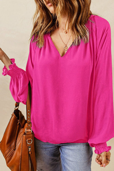 Elevate Your Elegance: V-Neck Lantern Sleeve Blouse - A Fusion of Style and Sophistication ✨ - mississippihippieco Elevate Your Elegance: V-Neck Lantern Sleeve Blouse - A Fusion of Style and Sophistication ✨