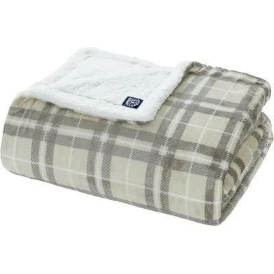 Experience Luxury: Plaid King Blanket with Sherpa Reverse - Cozy Elegance for Your Bedroom Sanctuary!