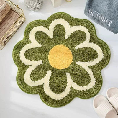 Flower Bloom Non-Slip Absorbent Soft Bath Mat – Quick Dry Microfiber Rug for Bathroom and Children's Room