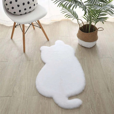 Funny Cute Cat Shape Rug Simulated Rabbit Hair Plush Carpet