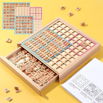 Logic and Fun: Wooden Sudoku Checkers Board Game - Stimulate Logical Thinking and Enjoyable Play!