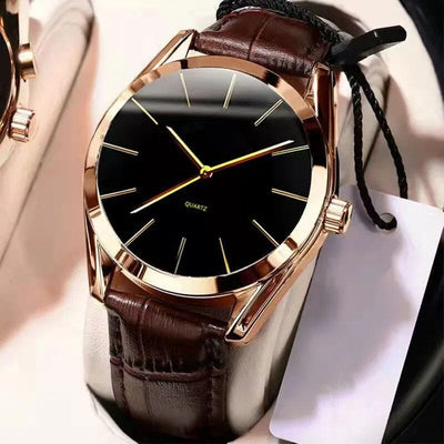 Luxurious Quartz Men's Wristwatch: Leather Strap, Waterproof & Business-Casual Design