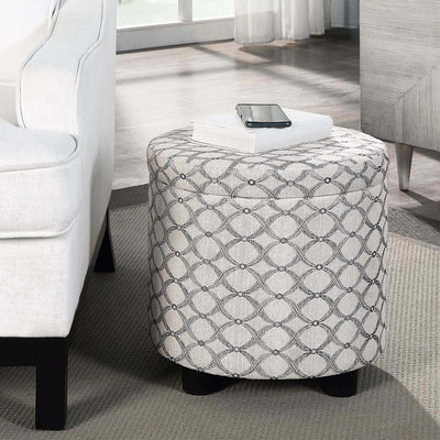 Modern Round Storage Ottoman with Reversible Tray Lid Gray