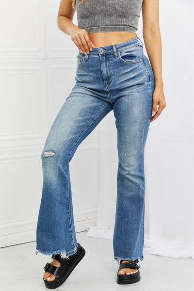 RISEN Full Size Iris High Waisted Flare Jeans – Vintage Vibes for Modern Sophistication Medium / 1(25)